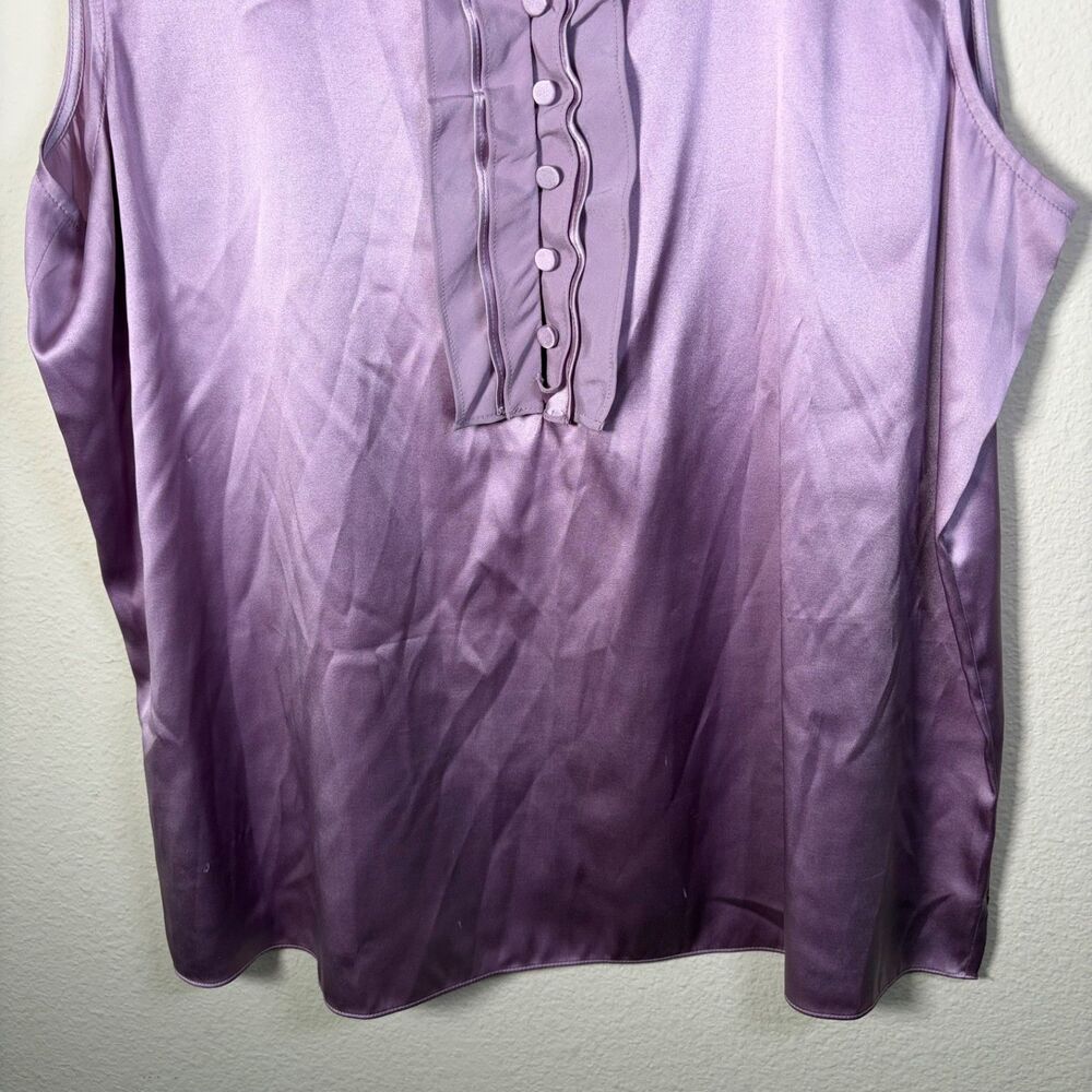 Talbots Tank Top Women's 16 Purple Sleeveless Stretch Silk Blend Ruffle Front - Picture 4 of 8